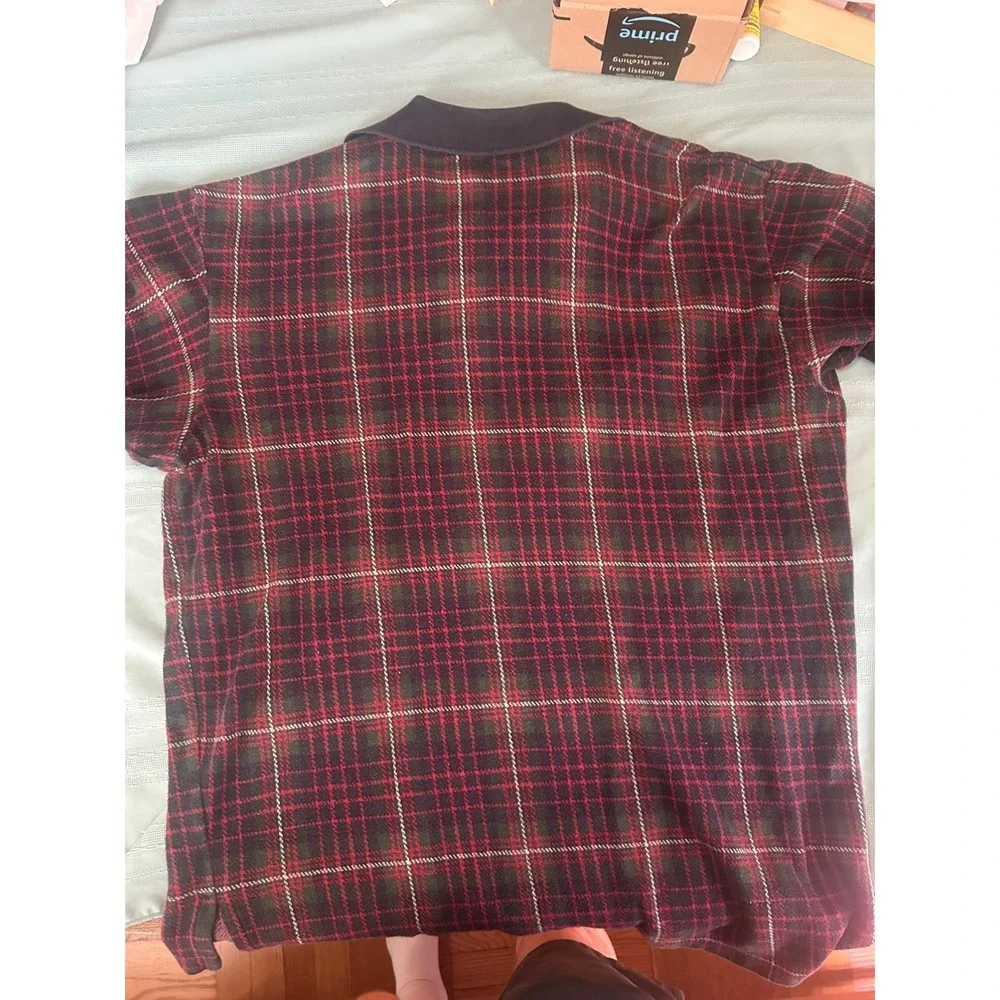 VTG Polo Ralph Lauren Men's Polo Sz Large Red Tartan Plaid Made In The USA 90's